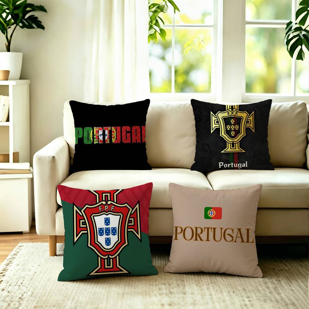 Home Textiles Portugal - ปลอกหมอนพิมพ์ลายสองด้านรูปธงชาติโปรตุเกส ควินาส แฟล็ก สแควร์ สำหรับห้องนอน ข้างเตียง