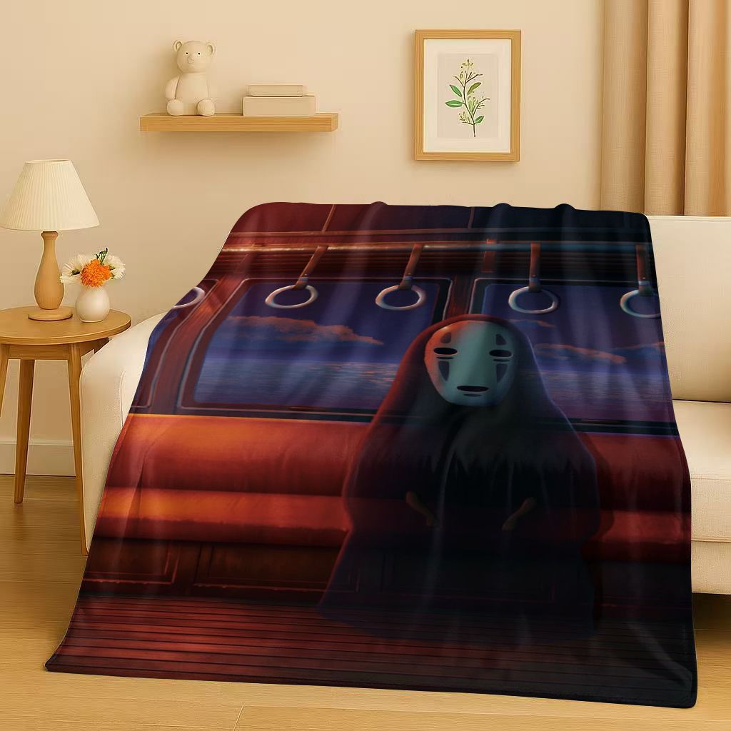 Home Textiles Face Towel - ผ้าห่มลายการ์ตูนคลาสสิก โนเฟซแมน จากเรื่องเรื่องวิญญาณผจญภัย ผ้าฟลานเนลเนื้อนุ่มพิเศษ อุ่นสบาย เหมาะสำหรับใช้คลุมเตียง