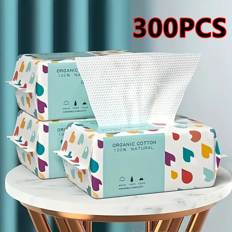 Home Textiles Face Towel - 100/300PCS ผ้าเช็ดหน้าผ้าฝ้าย 100% แบบใช้แล้วทิ้ง ผ้าเช็ดทำความสะอาดเครื่องสำอางแบบนุ่ม ผ้าเช็ดทำความสะอาดผิวสำหรับดูแลผิว