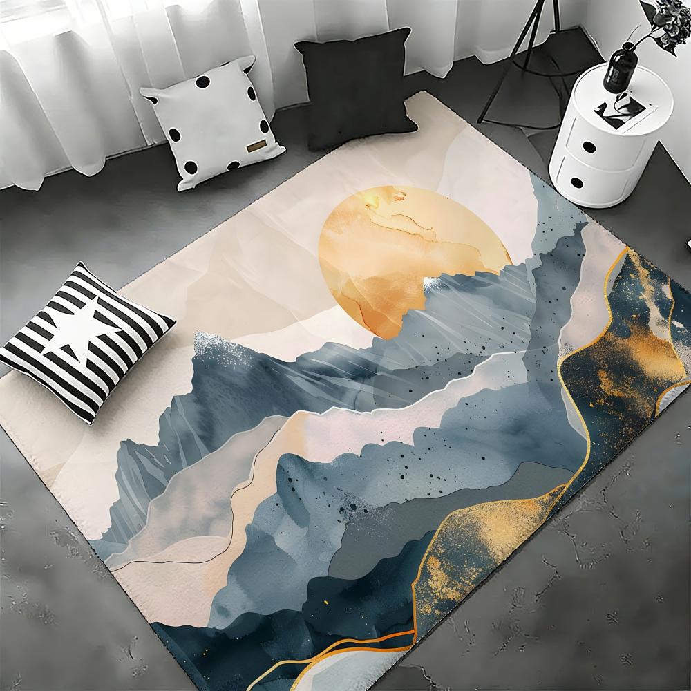 Home Landing Textiles - แผ่นรองพื้นลายภูเขาสำหรับห้องนอน ห้องนั่งเล่น ผ้าสักหลาด ป้องกันการลื่นตกแต่งบ้าน