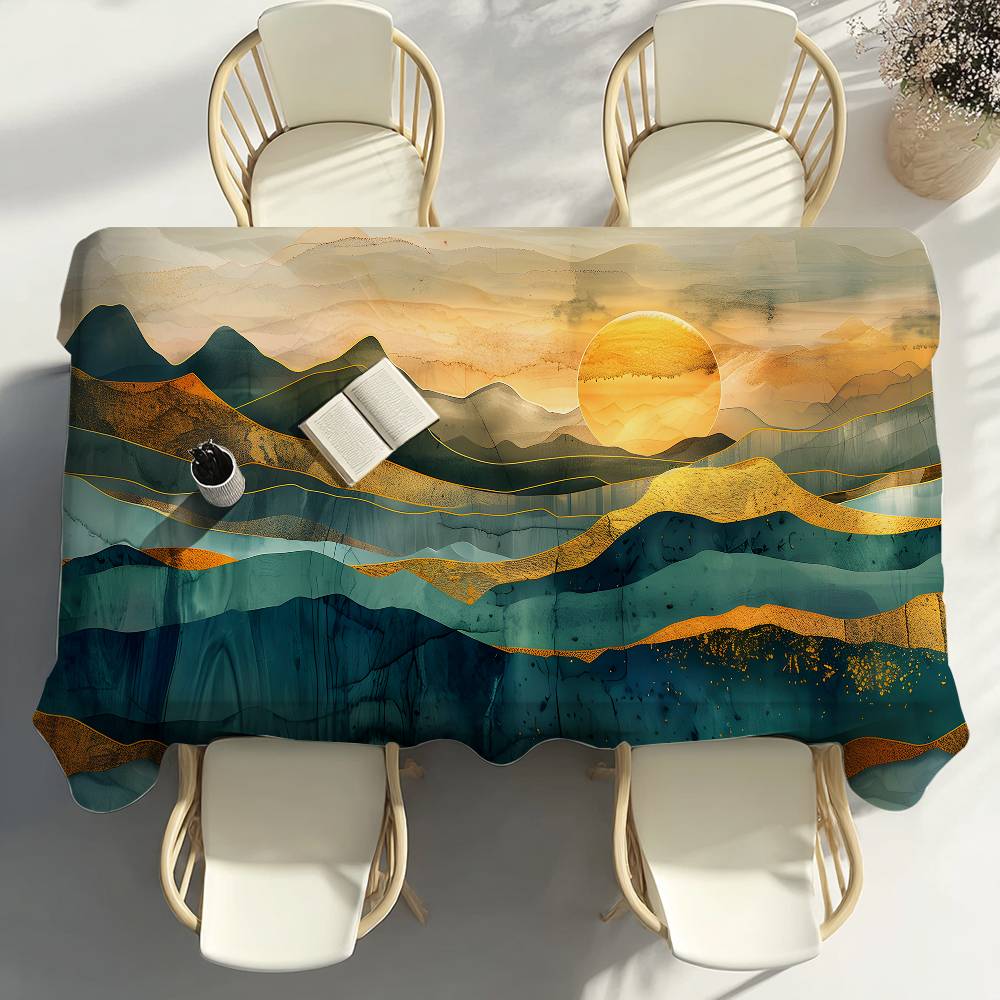 Home Landing Textiles - ผ้าปูโต๊ะลายภูเขา สำหรับตกแต่งงานปาร์ตี้ ห้องรับประทานอาหาร ห้องครัว ระเบียง กันน้ำ