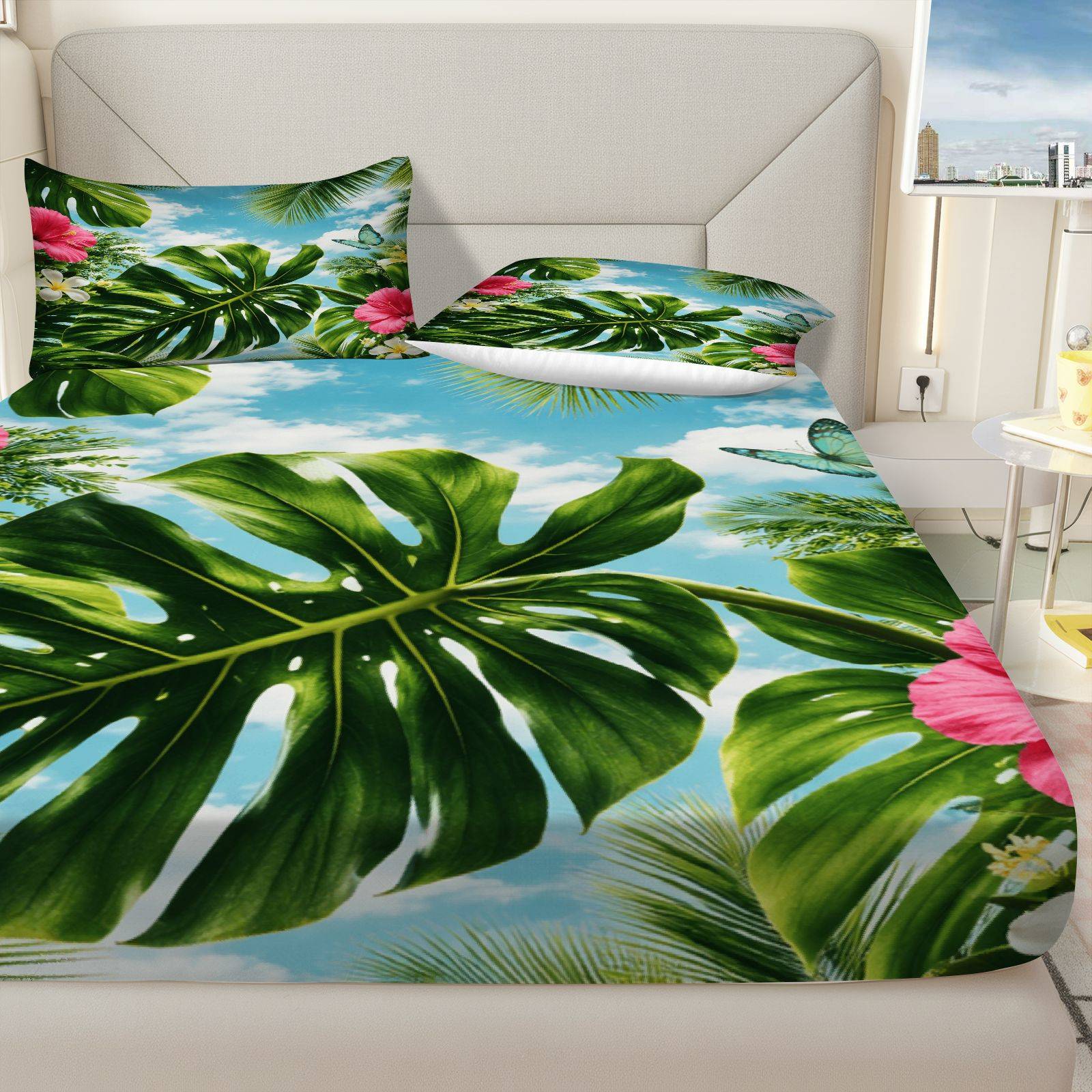 ชุดผ้าปูที่นอนลายดอกชบาเขตร้อน - Fitted Sheet Deep บทวิจารณ์และราคา