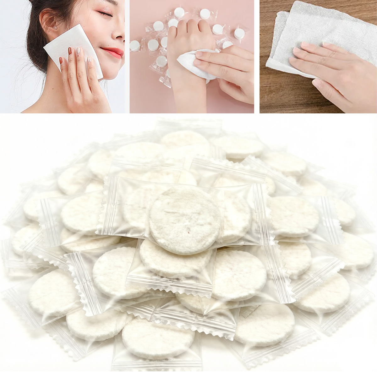 ผ้าเช็ดหน้าแบบอัดเม็ดพกพา 100  - Home Textiles Face Towel บทวิจารณ์และราคา