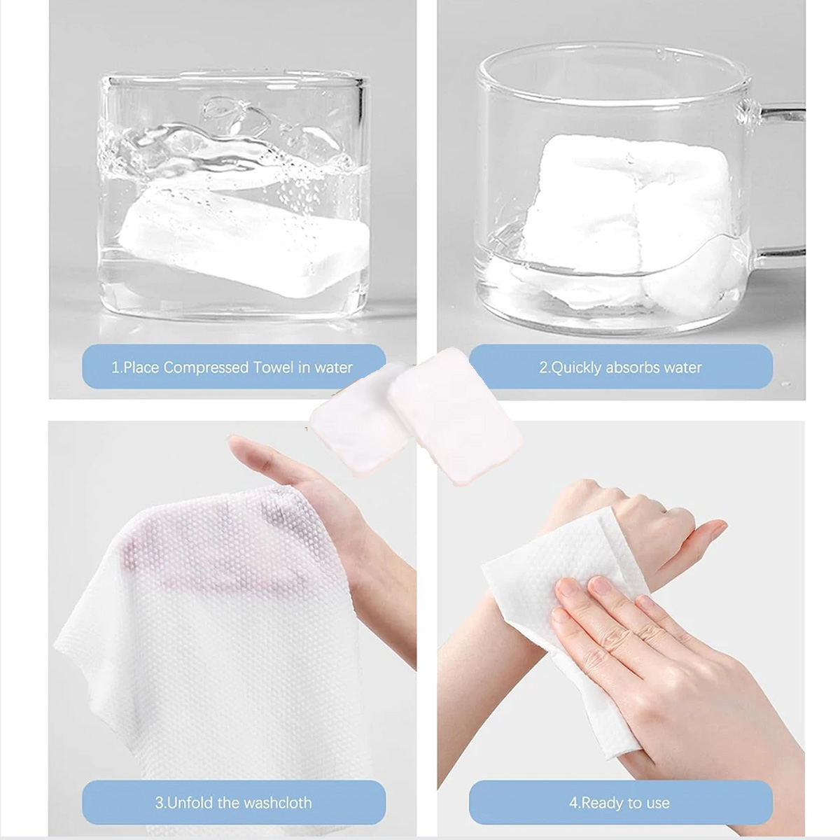 ผ้าเช็ดหน้าแบบอัดเม็ดพกพา 100  - Home Textiles Face Towel บทวิจารณ์และราคา