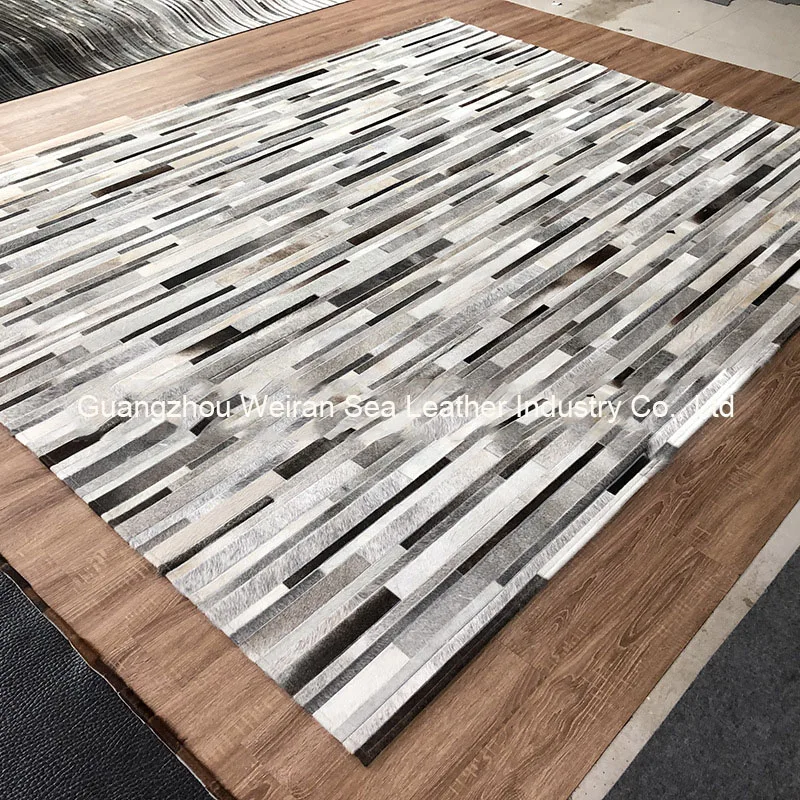 พรมสีเทาแบบปะติดปะต่อจากหนังวั - Home Textiles Importers In Usa บทวิจารณ์และราคา